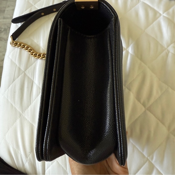Black Quilted Leather Bag with Gold Chain - Picture 12 of 14